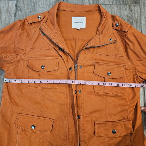 Thread and Supply Utility Jacket Women 1X Orange Lightweight Cargo Casual Fall - Picture 2 of 11